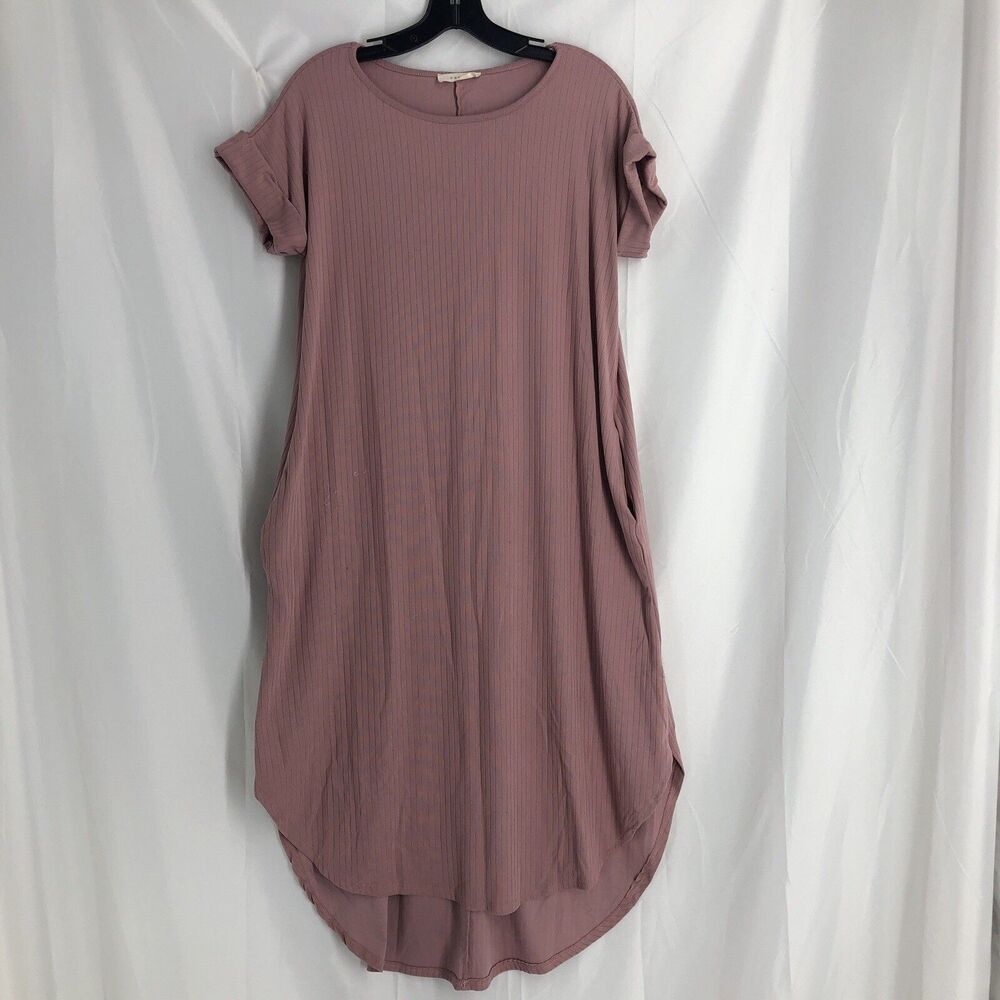 Entro Pink Maxi Long Stretch Dress Seam Pockets Women Small